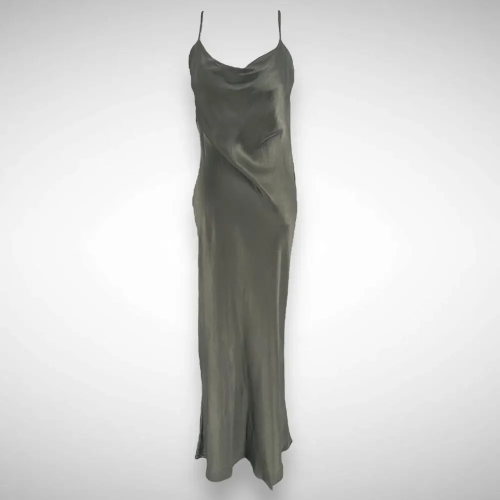 Shona Joy La Lune Cowl Tie‎ Back Midi Slip Dress Size US 10 AUS 14 Sage Green